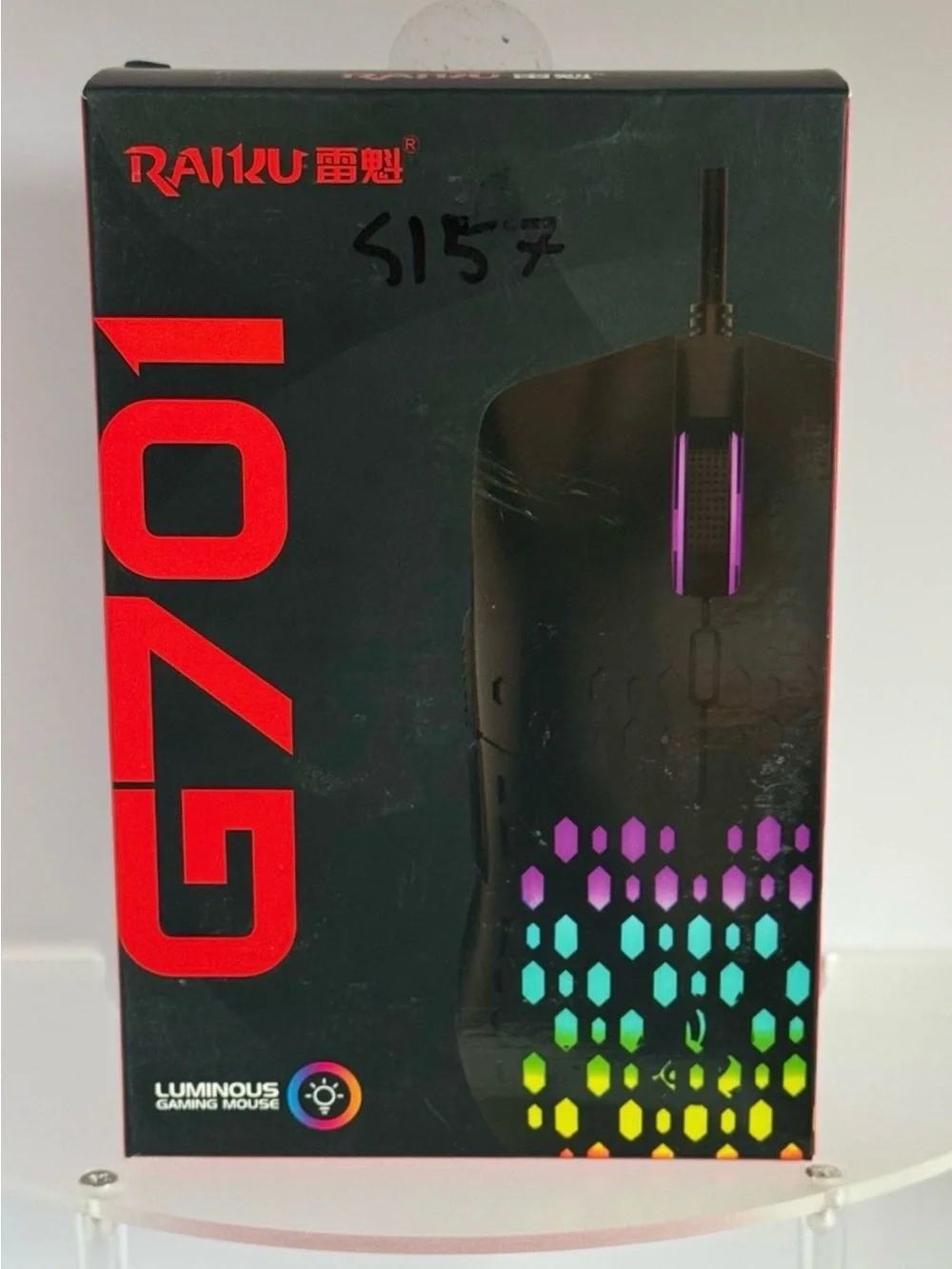 RAIKU G701 Wired USB Gaming Mouse 6 Button 3600 DPI Colorful LED Black New grey